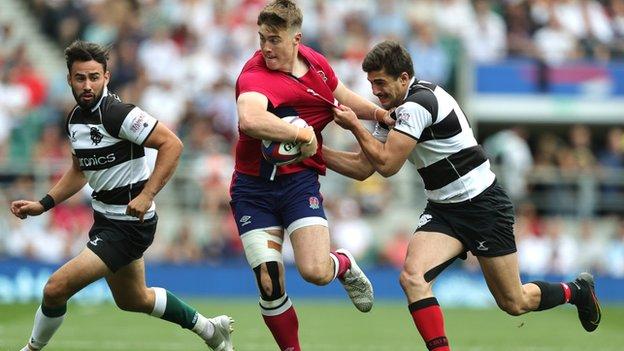 Tommy Freeman plays for England against the Barbarians