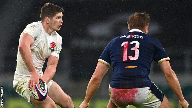 England's Owen Farrell playing against Scotland