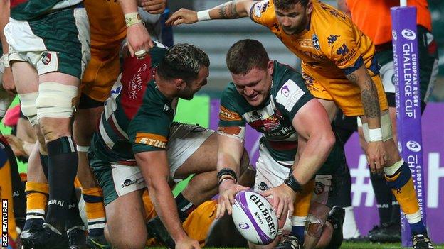 Jasper Wiese scores for Leicester Tigers