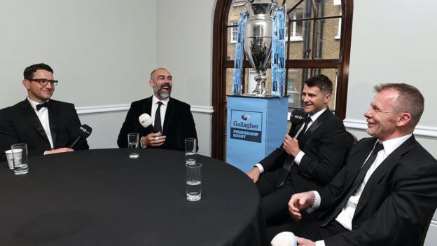 Phil Dowson, Alex Sanderson, Richard Wigglesworth and Mark McCall speak at a round-table event