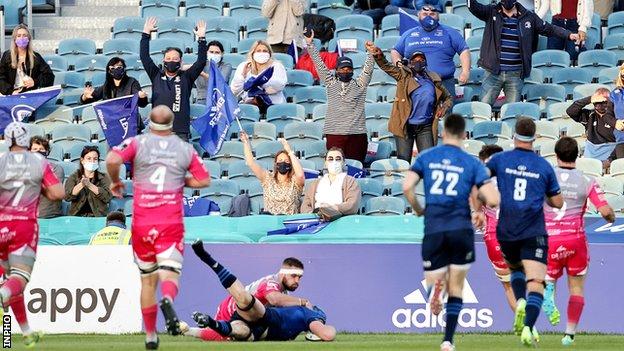 Leinster score in front of fans