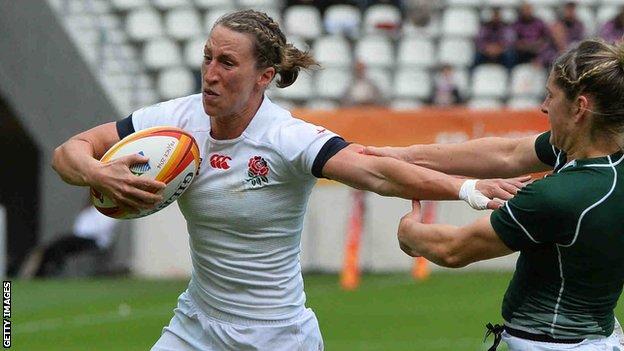 Kat Merchant playing for England