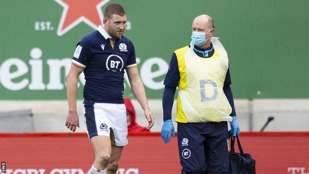 Scotland's Finn Russell went off injured against Wales last October